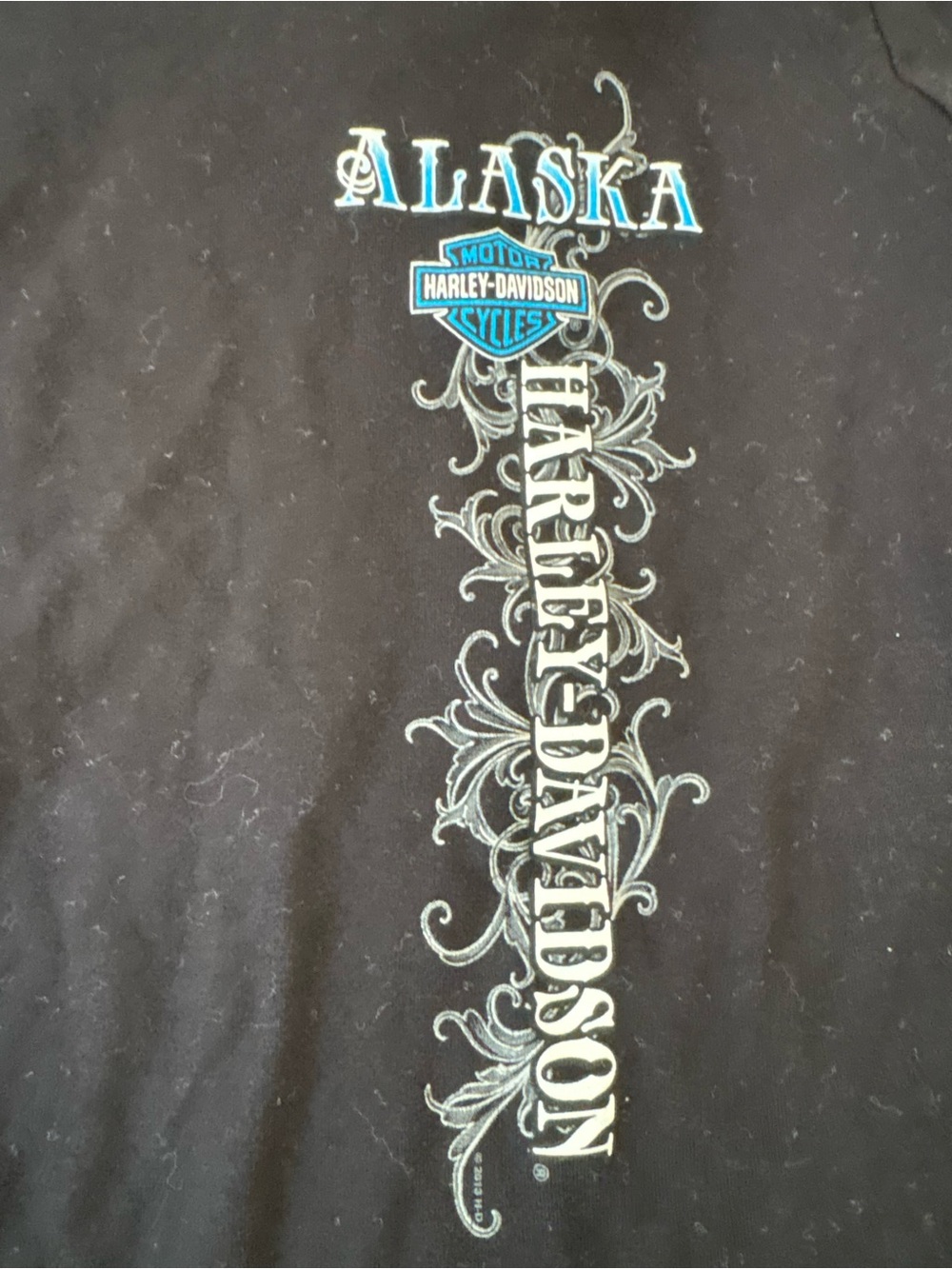 Harley-Davidson Top Womens XXL Black Long Sleeve Taku Juneau Alaska 2012 Blue